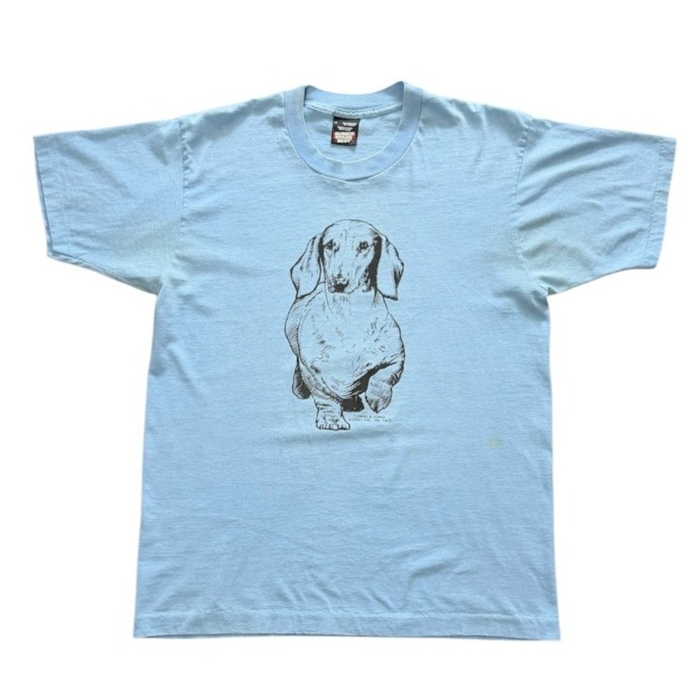 Vintage 90s Dachshund Weiner Dog Puppy Cute Animal Doublesided Graphic T-shirt
